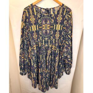 Free People Womens Boho Tunic Top L Bell Sleeve Babydoll Oversized Festival